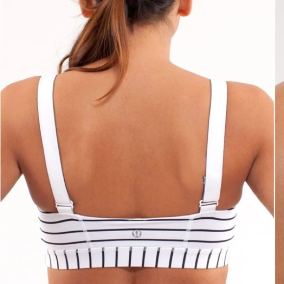 Lululemon Adjust Me Bra Quiet Stripe White Deep Indigo 21227 - Picture 2 of 10